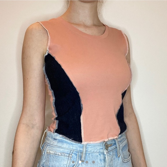 Color Block pink Navy Tank Top - Picture 2 of 4